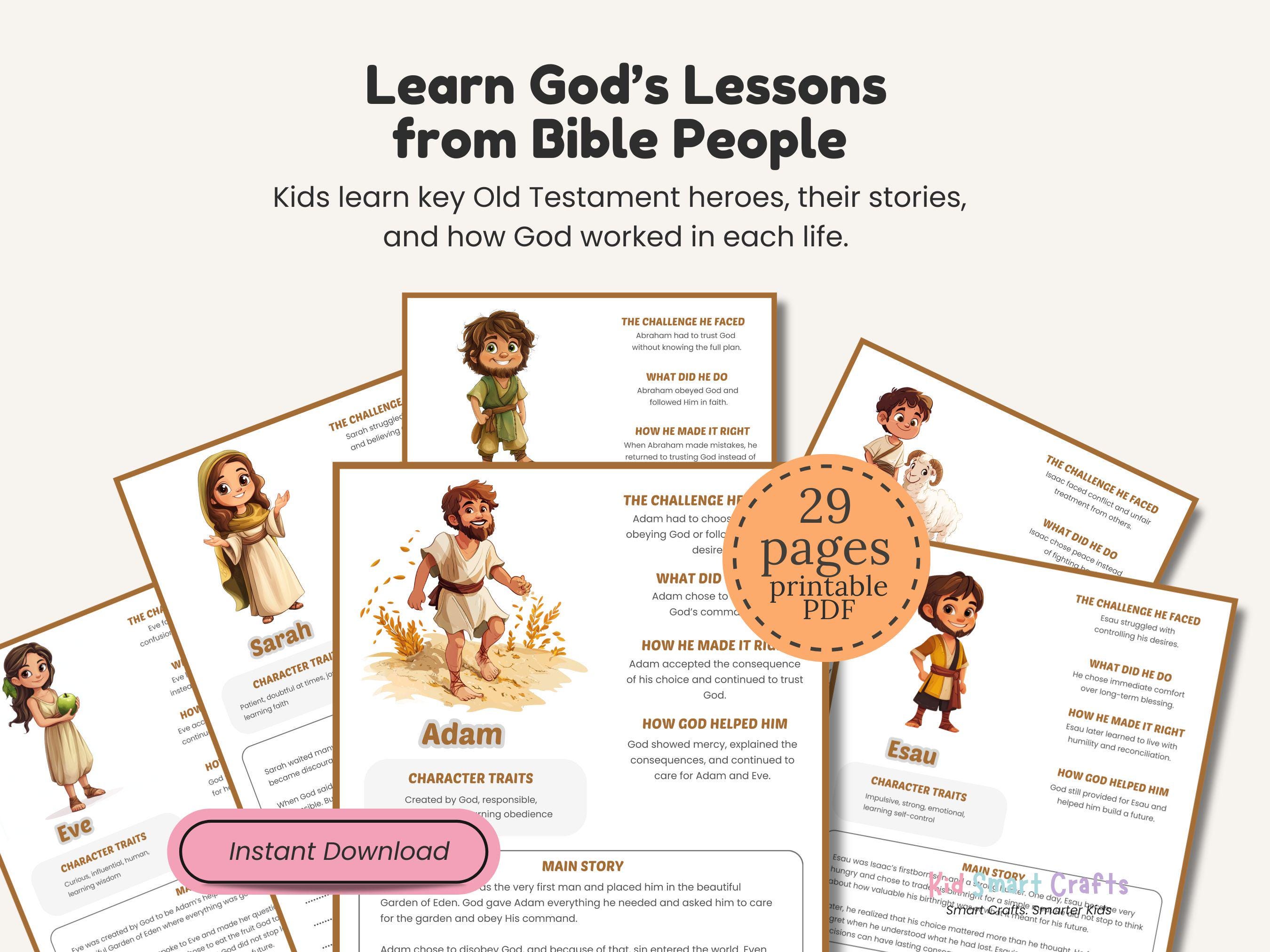 Lessons From Scripture Old Testament Bible Character Study Pack for Kids Bible Lessons ...