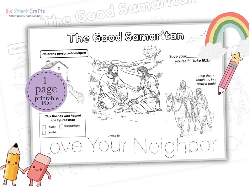 The Good Samaritan Activity Placemat for Kids Bible Story Printable ...