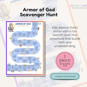 Armor of God Scavenger Hunt Printable Fun Bible Game for Christian Kids Faith-Filled Exciting Bible Activity for Sunday School & Homeschool