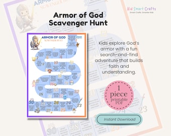 Armor of God Scavenger Hunt Printable Fun Bible Game for Christian Kids Faith-Filled Exciting Bible Activity for Sunday School & Homeschool
