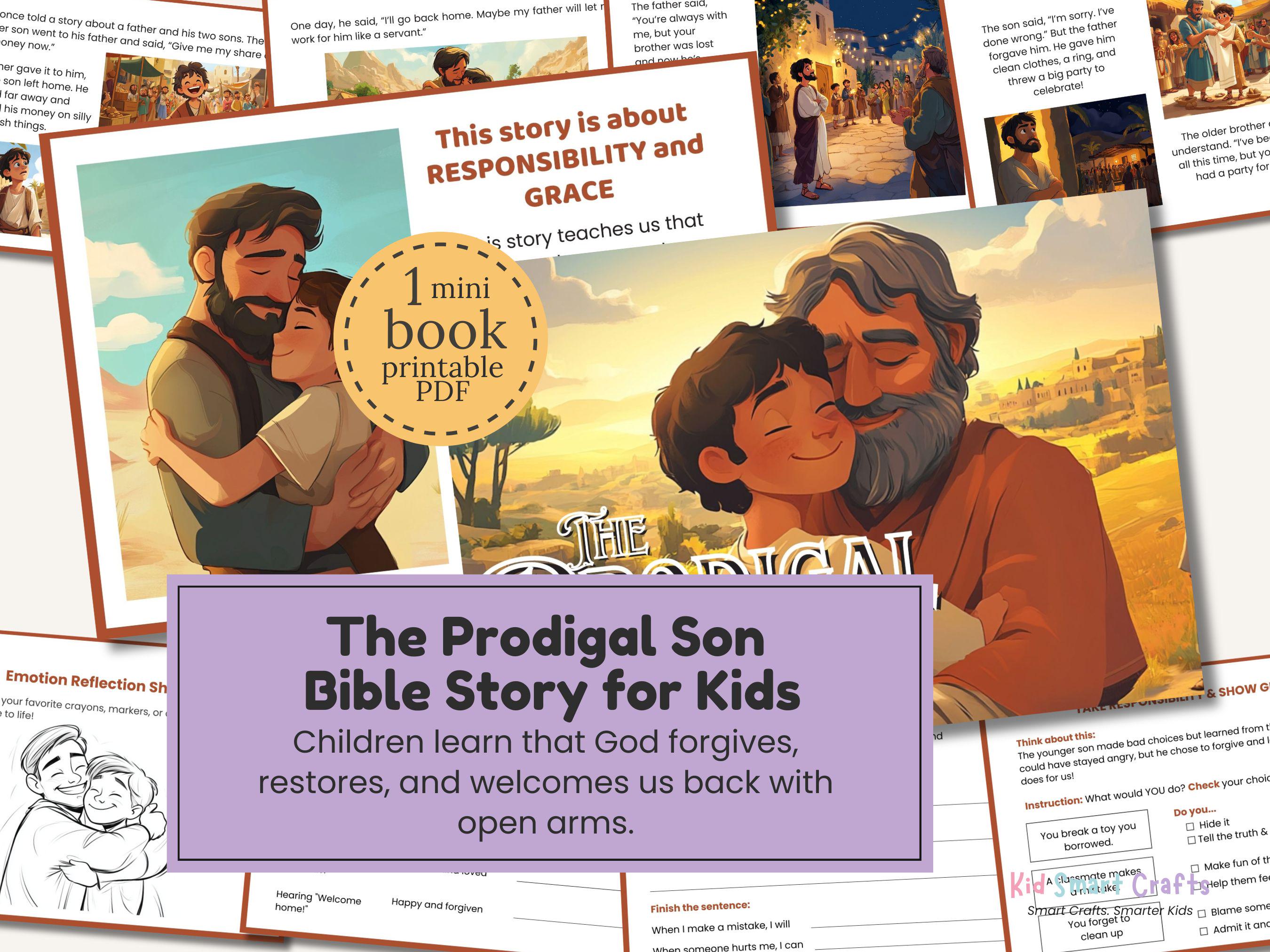 The Prodigal Son Bible Story Mini Book Printable for Kids Bible Lesson ...