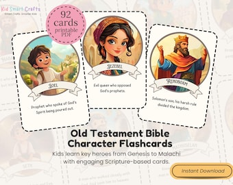 Old Testament Bible Character Flash Cards Printable Scripture Cards for Christian Kids Bible Activity for Homeschool and Sunday School