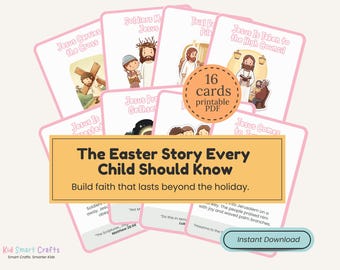 Christian Easter Printable Jesus Resurrection Story Cards Pack for Christian Kids Bible Easter Story Bible Verse Cards Jesus Story Cards Set