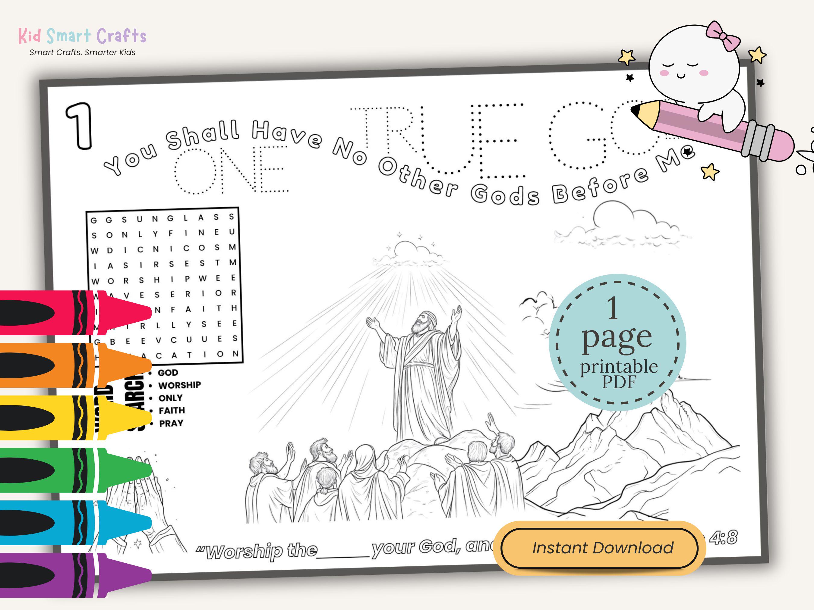 First Commandment From Ten Commandments Coloring Placemat for Kids ...