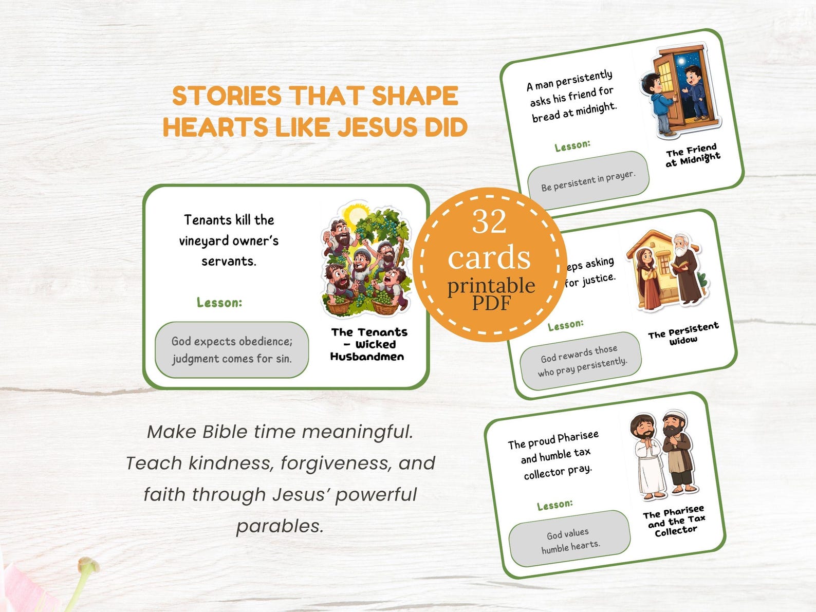 Jesus Parables Printable Flash Cards for Christian Kids Fun Bible Study ...
