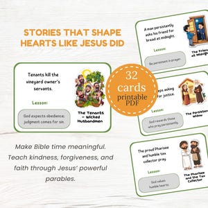 Jesus Parables Printable Flash Cards for Christian Kids Fun Bible Study ...