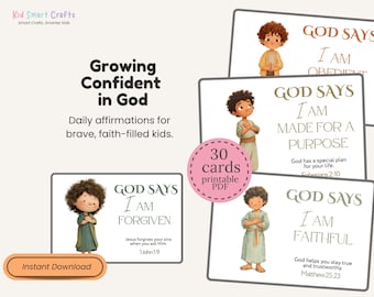 God Says I Am Affirmation Cards for Christian Printable Flashcards Kids Bible Affirmations Bible Printable Cards for Homeschool Lesson Pack