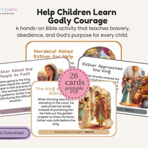 Esther Becomes Queen Kids Bible Story Sequencing Cards Christian Printable Kids Bible  Study Activity for Sunday School & Homeschool Lesson