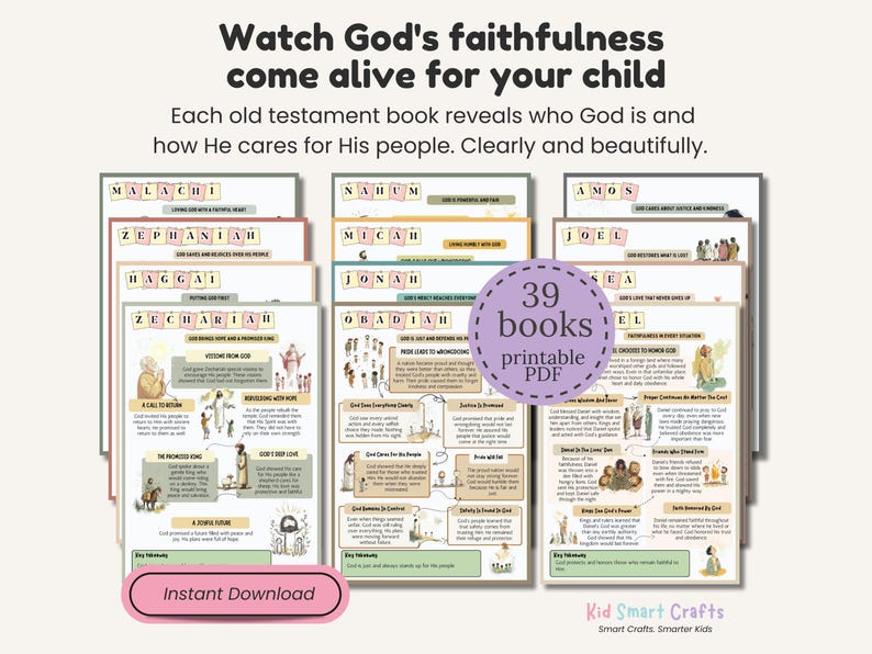Old Testament Bible Book Summaries Christian Printable for Kids Bible ...