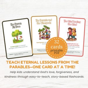 Jesus Parables Bible Story Flashcards for Christian Kids Printable ...