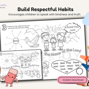Third Commandment from Ten Commandments Coloring Placemat for Kids Bible Activity Christian Printable Worksheet for Sunday School Lessons image 5