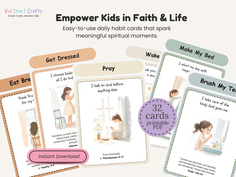 Printable Daily Routine Cards for Kids Christian Visual Schedule Set ...