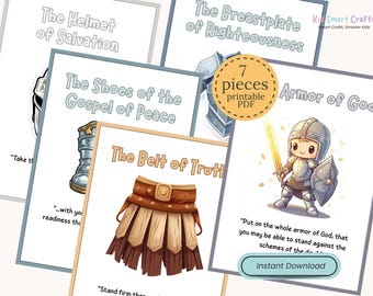 Armor of God muurkunst set voor christelijke kinderen klaslokaal bijbelvers muur decor christelijk huis bijbelvers afdrukbare posters pack Efeziërs 6