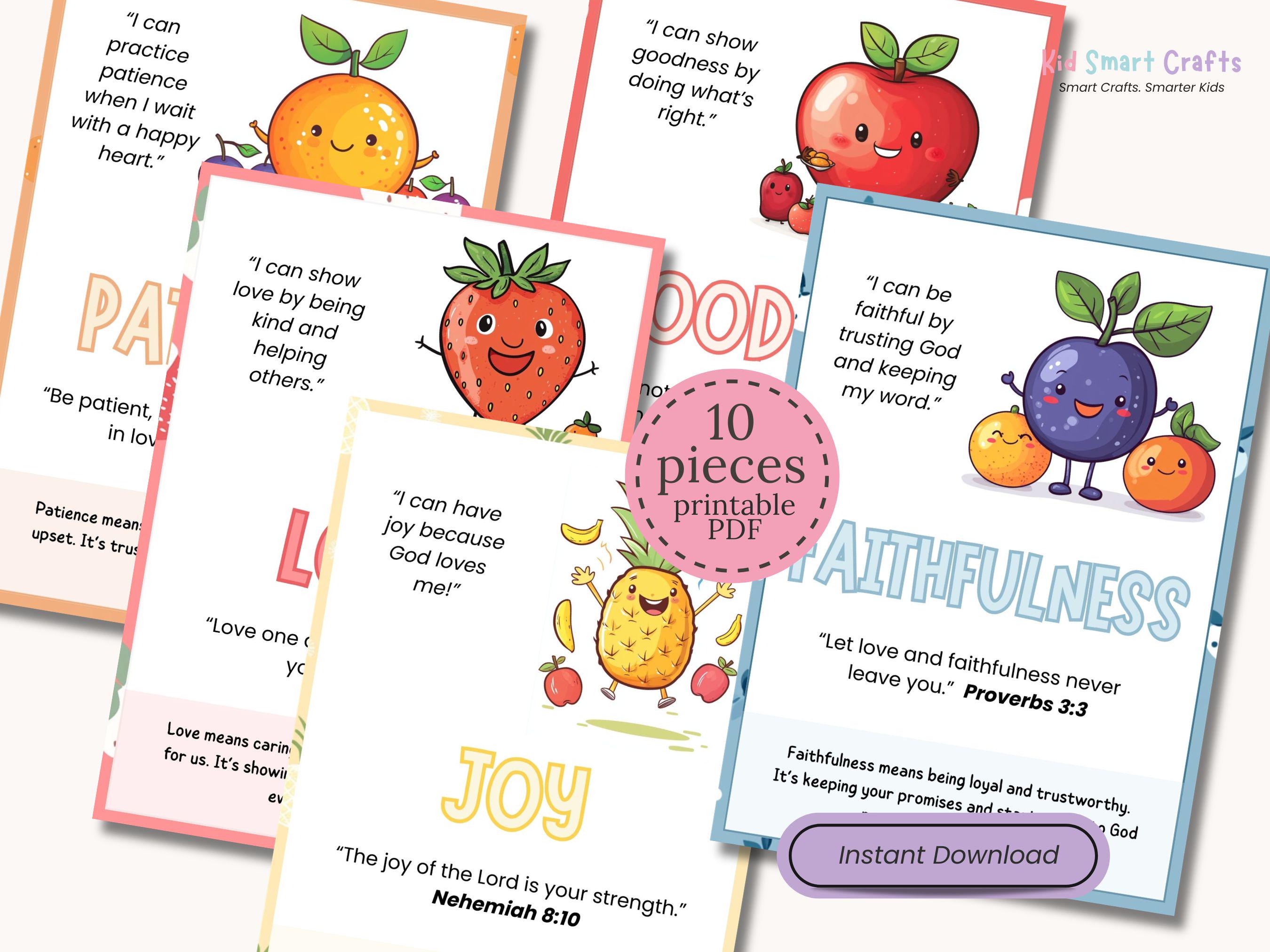 Fruits of the Spirit Wall Art Bible Verse Posters Christian Kids Room ...