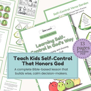 Lección bíblica imprimible de autocontrol del fruto del Espíritu para niños Paquete de actividades cristianas Estudio bíblico de Proverbios 25 para la lección de la escuela dominical