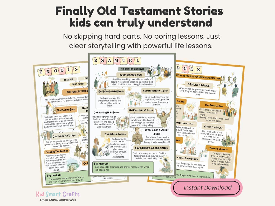 Old Testament Bible Book Summaries Christian Printable for Kids Bible ...