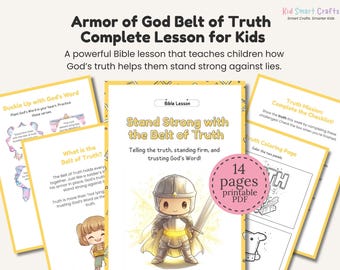 Armor of God Bible Activity Belt of Truth Bible Lesson for Kids Christian Printable Bible Study for Sunday School and Homeschool Lesson Pack