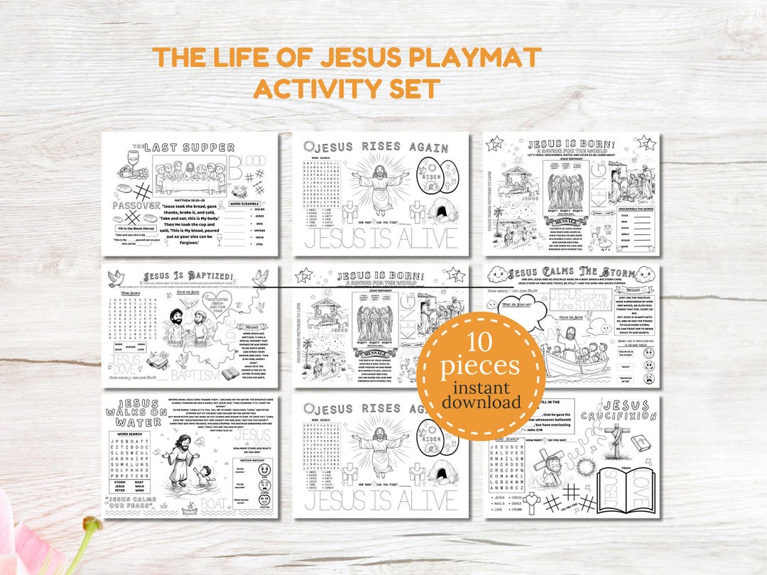 BUNDLE Life of Jesus Printable Playmat for Christian Kids Bible Story ...