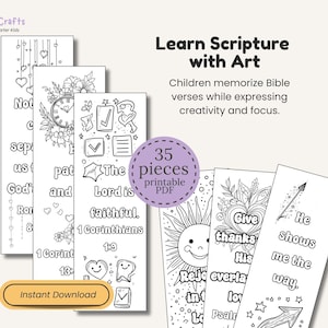 Memory Verse Coloring Bookmarks Bible Bookmarks Coloring Set Printable Scripture Bookmarks for Christian Kids Bible Accessories Bible Study
