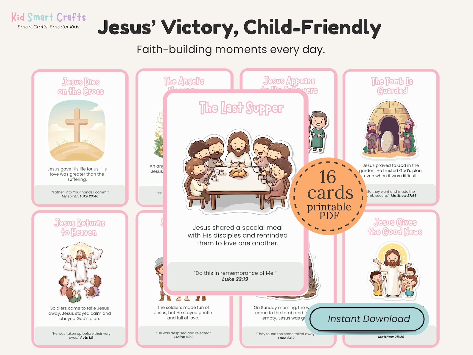 Christian Easter Printable Jesus Resurrection Story Cards Pack for ...