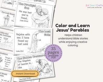 Jesus Parables Coloring Pages for Christian Kids Bible Stories Faith-Based Bible Coloring Activity Printable for Sunday School & Homeschool
