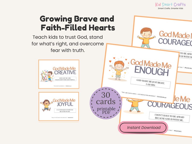 Scripture-Based Printable Affirmation Flashcards Bible Verse Daily Reminders Cards for Kids and Christian Moms For Homeschool Activity image 4