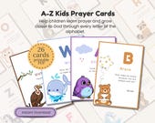 Kids Prayer Cards Set Christian Alphabet ABC Printable Prayer Crafts for Christian Kids Prayer Cards Good For Homeschool and Sunday School