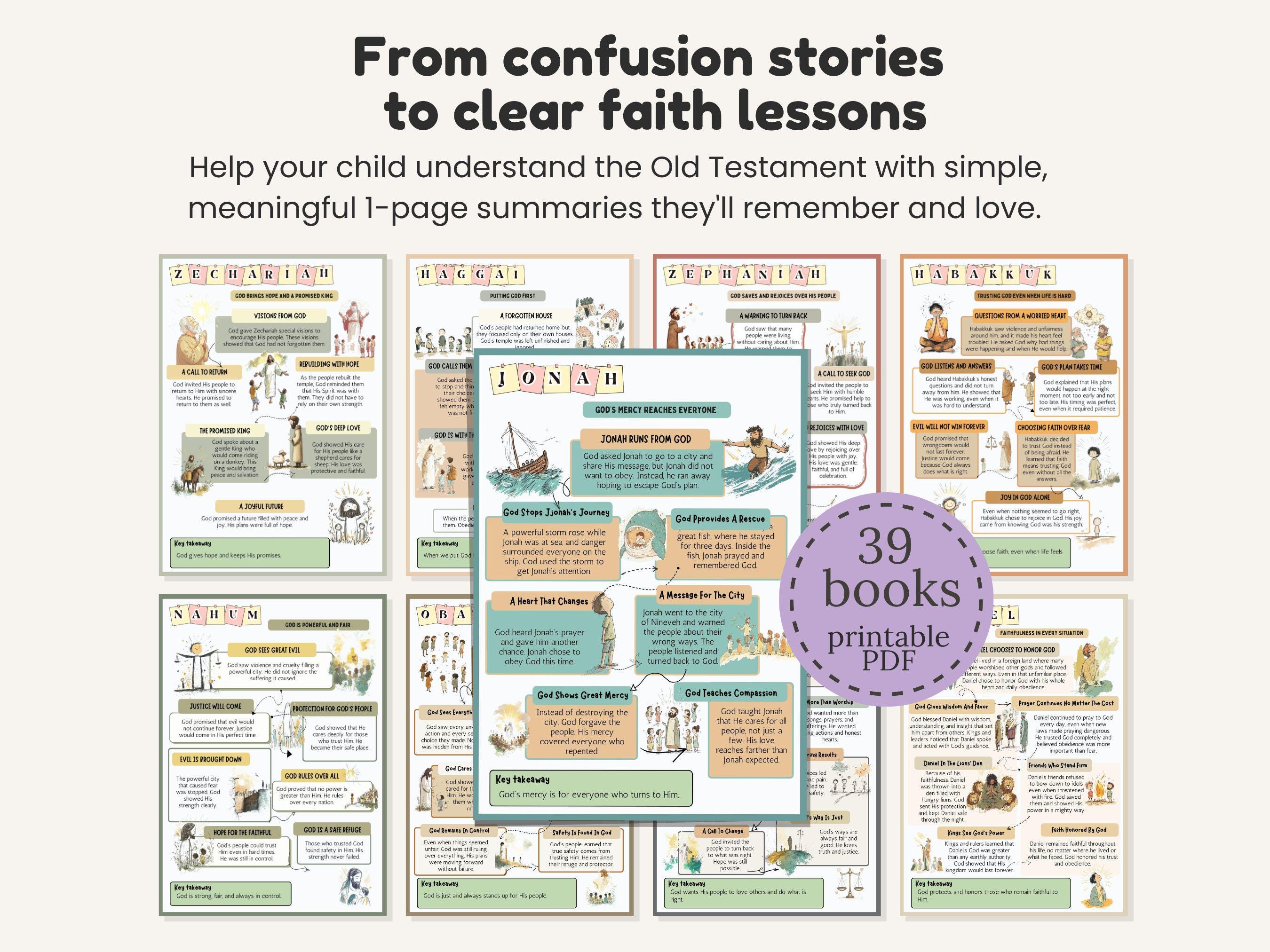 Old Testament Bible Book Summaries Christian Printable for Kids Bible ...