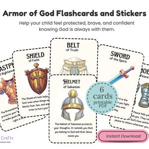Armor of God Flash Cards  Christian Bible Learning Printable PDF | Homeschool & Sunday School Resource Kids Bible Activity Bible Flash Cards