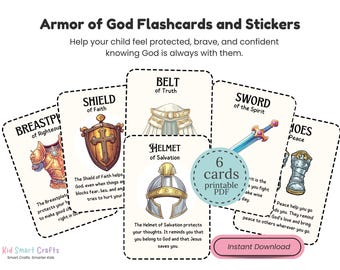 Armor of God Flash Cards  Christian Bible Learning Printable PDF | Homeschool & Sunday School Resource Kids Bible Activity Bible Flash Cards