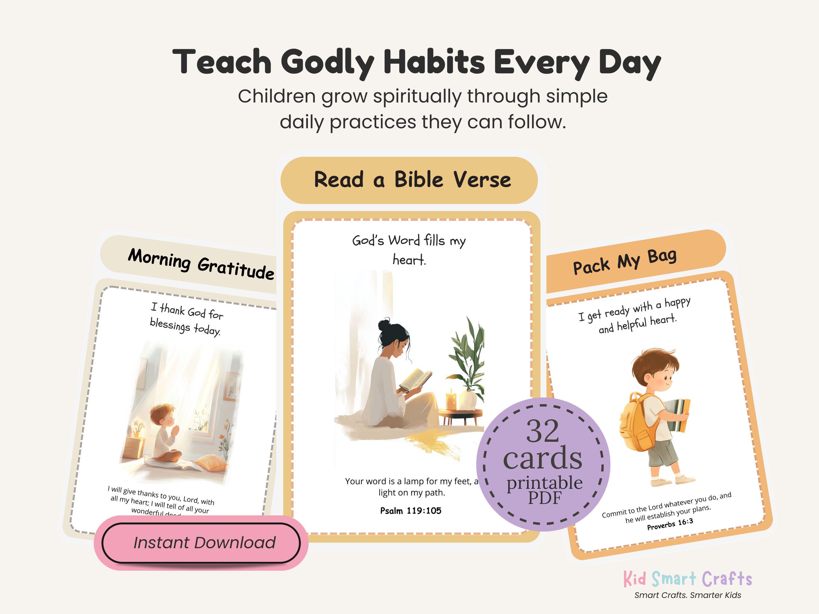 Printable Daily Routine Cards for Kids Christian Visual Schedule Set ...