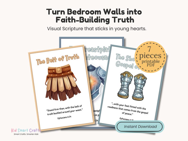 Armor of God Wall Art Set for Christian Kids Classroom Bible Verse Wall ...