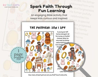 Jesus Parable The Prodigal Son Kids Bible Story Printable I Spy Game for Kids Bible Study Activity Seek & Find Kids Bible Games Homeschool