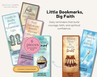Armor of God Bookmarks Set Bible Verse Bookmarks Printable Christian Scripture Gifts for Sunday School Armor of God Arts Printable Gift Pack