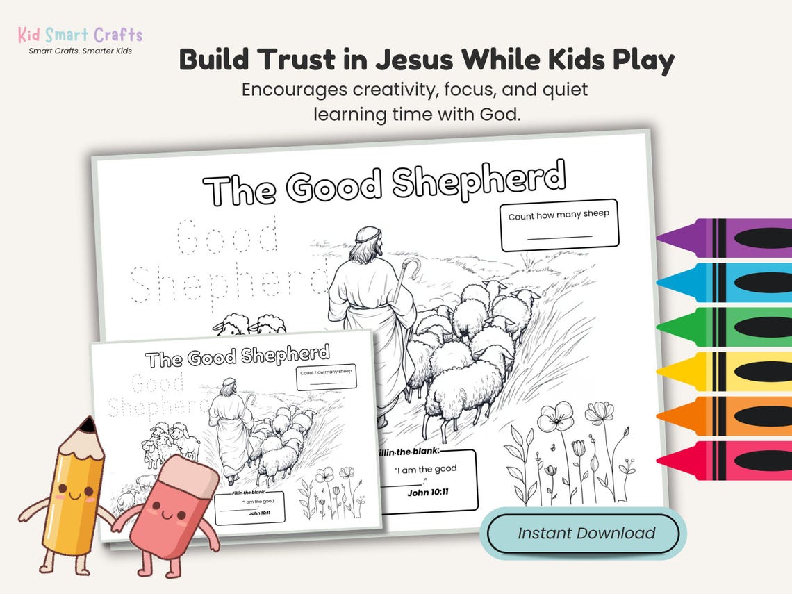 Jesus Parable the Good Shepherd Coloring Placemat for Kids Bible ...