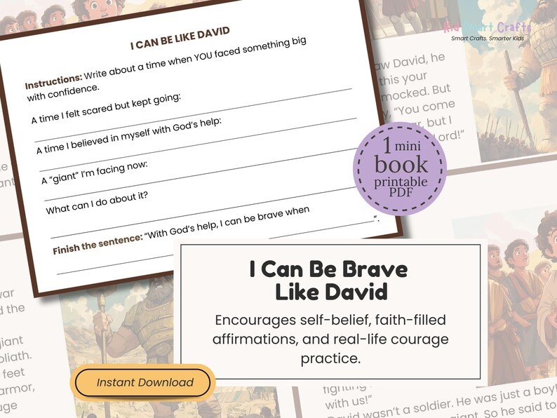 David and Goliath Kids Bible Story Printable Homeschool Lesson for Kids ...