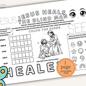 Jesus målaraktivitet bordsunderlägg för barn Bibelmålning Jesus mirakel utskrivbar målarbok för kristna barnpyssel Kyrka barnaktivitet