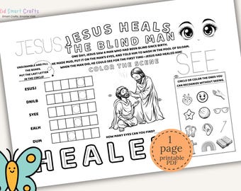 Jesus Coloring Activity Placemat for Kids Bible Coloring Jesus Miracle Printable Coloring for Christian Kids Crafts Church Kids Activity