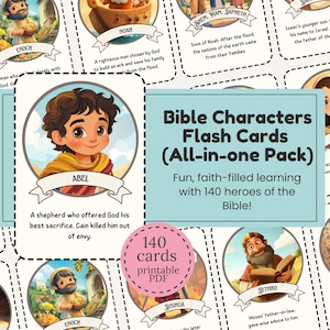 Bible Characters Flash Cards for Christian Kids Fun Bible Lesson Tool Old and New Testament Heroes for Homeschool & Sunday School Resource