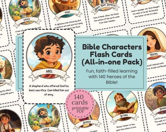 Bible Characters Flash Cards for Christian Kids Fun Bible Lesson Tool Old and New Testament Heroes for Homeschool & Sunday School Resource