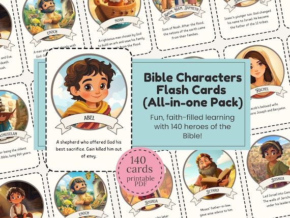 Bible Characters Flash Cards for Christian Kids Fun Bible Lesson Tool Old and New Testament Heroes for Homeschool & Sunday School Resource