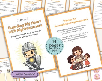 Armor of God Craft Christian Printable Bible Lesson Pack for Kids Breastplate of Righteousness Christian Teaching Resource for Sunday School