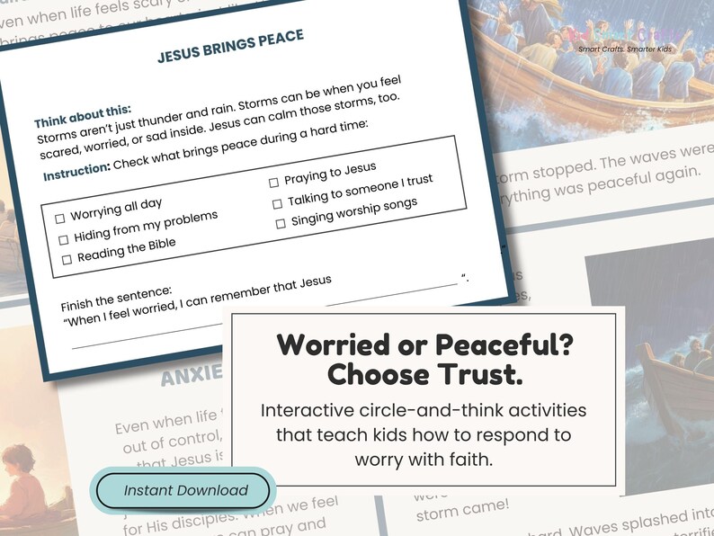 Jesus Calms the Storm Kids Bible Lesson Printable Homeschool Lessons ...
