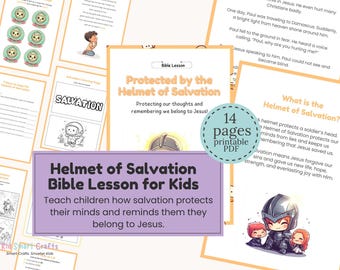 Helmet of Salvation Kids Bible Lesson Armor of God Bible Activity Jesus Story Kids Bible Stories for Christian Teachings Homeschool Resource