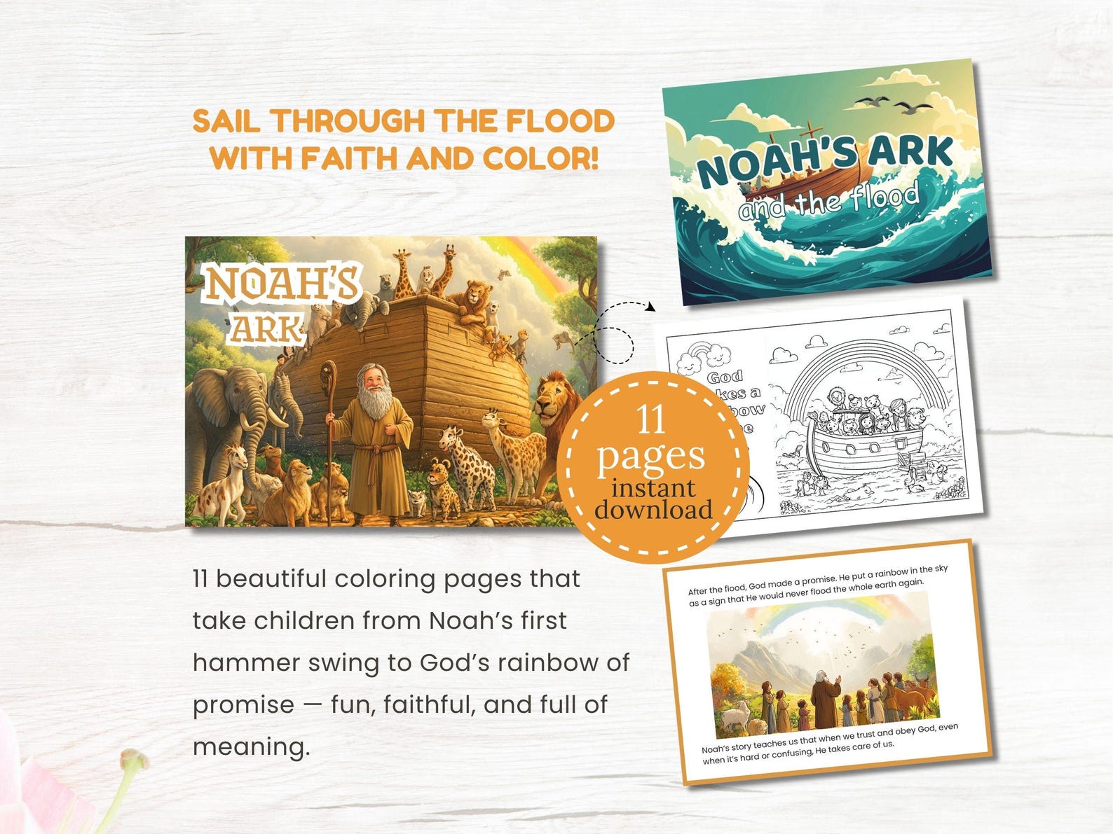 Noah's Ark Bible Story Printable Sheets Noah’s Ark Christian Coloring ...