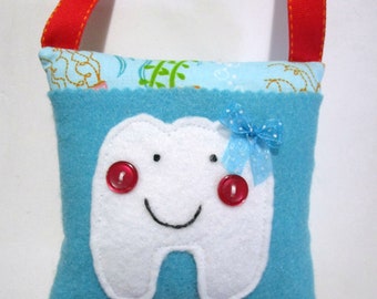 Tooth Fairy Pillow, Sealife tooth pillow, hanging pillow, Girls tooth pillow, lost tooth