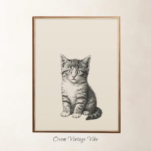 Vintage Cat Print: Boho Silhouette Sketch (Digital Download) #08