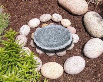 Handmade Natural Riverstone Bird Bath for Balcony, Patio, Garden or Yard