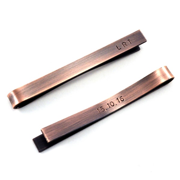 Personalised Tie Bar, Tie Clip, Tie Tack, Groomsmens Gift, Men's Accessories Gift, Copper