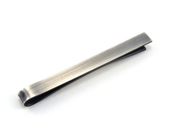 Silver Tie Bar, Tie Clip, Groomsmen Gift, Men's Accessories Gift, Antiqued Silver